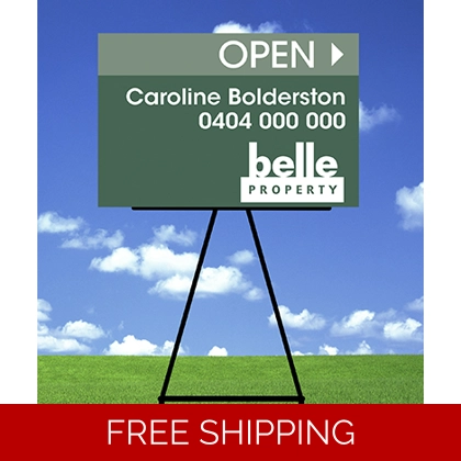 Belle Property Budget Grass Spike Corflute Sign Printed 45x300cmx5mm